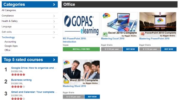 E-Learning courses on the Docebo Marketplace