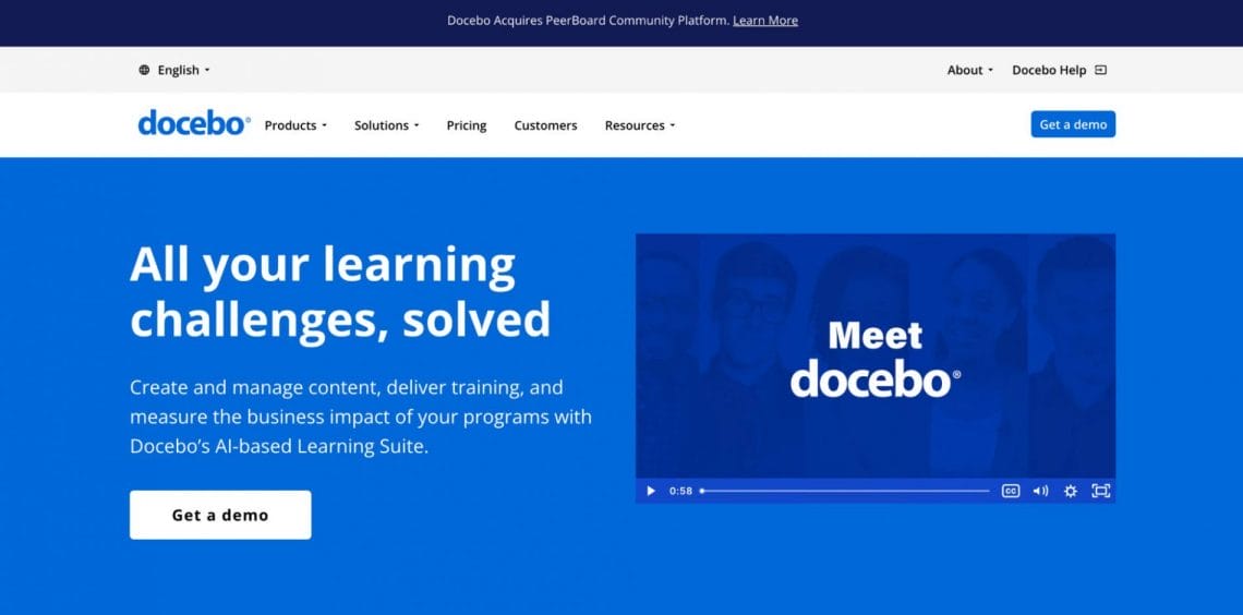 Homepage of Docebo