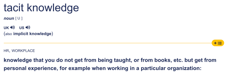 The definition of tacit knowledge