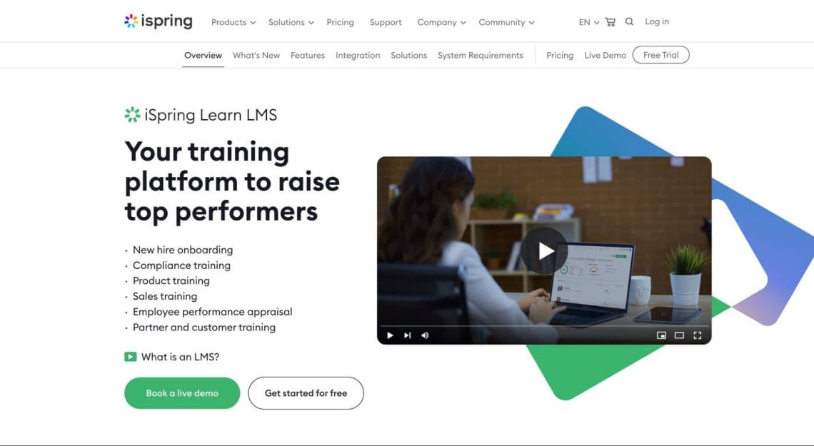 Homepage of iSpring Learn LMS